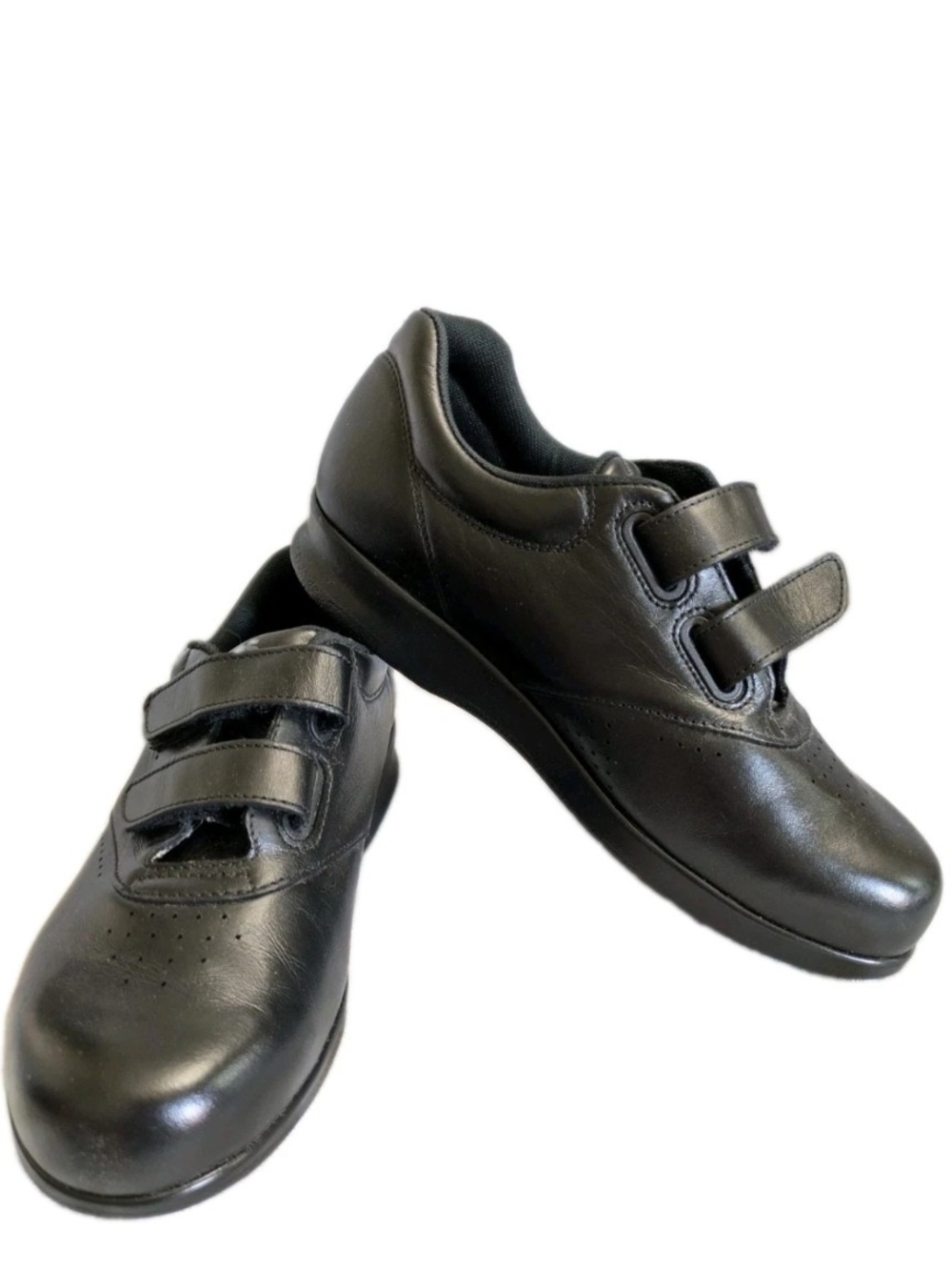 SAS Me Too Ez Strap Sneaker Shoes Black Leather Womens US Size 7.5 $198